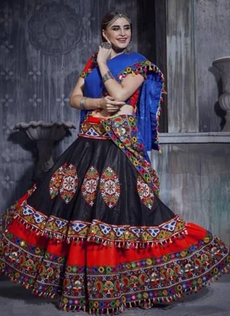 Blue Black And Red Colour Rajwadi Vol 1 New latest Designer Navratri Special Silk Lehenga Choli Collection 7002 A